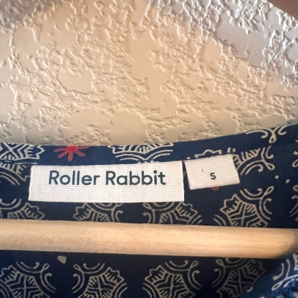 Roller Rabbit Margoa Boho Tiered Geometric Blue Dress Size Small - Picture 5 of 10